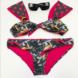 Malai | Tropical Bird & Leaf Print Bikini | Large